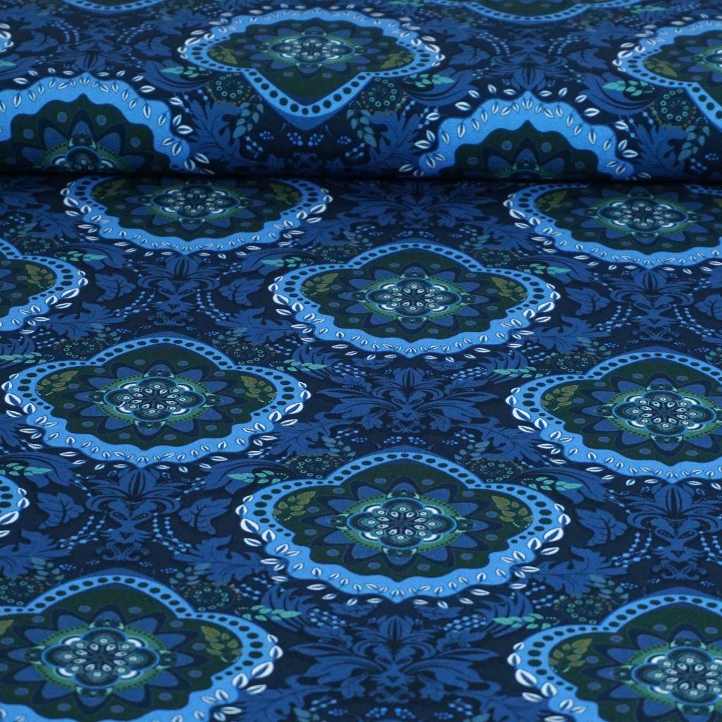 Dekostoff Canvas Mandala blau